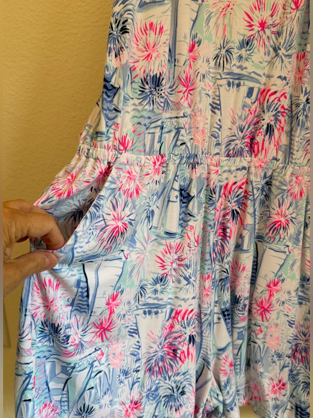 Lilly Pulitzer Lala Romper Sea to Shining Sea Fireworks Sailboats Pockets L - Picture 2 of 11